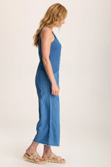Jalila Mock-Denim Jumpsuit in Indigo Twill