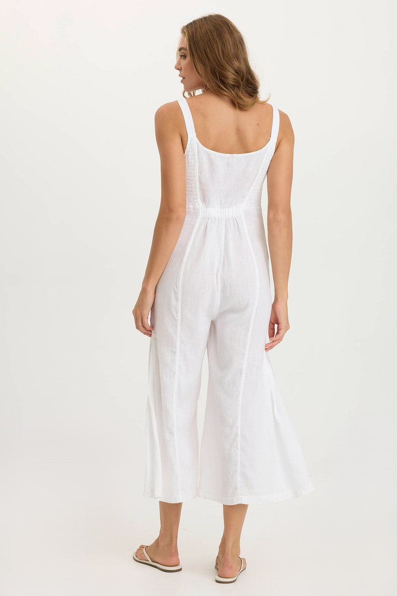 Leoda Linen Snap-Up Jumpsuit