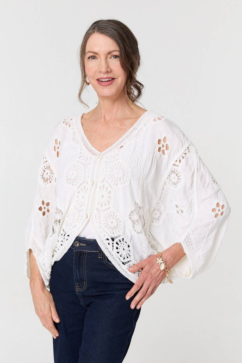 Crochet Texture 3/4 Sleeve Cardigan