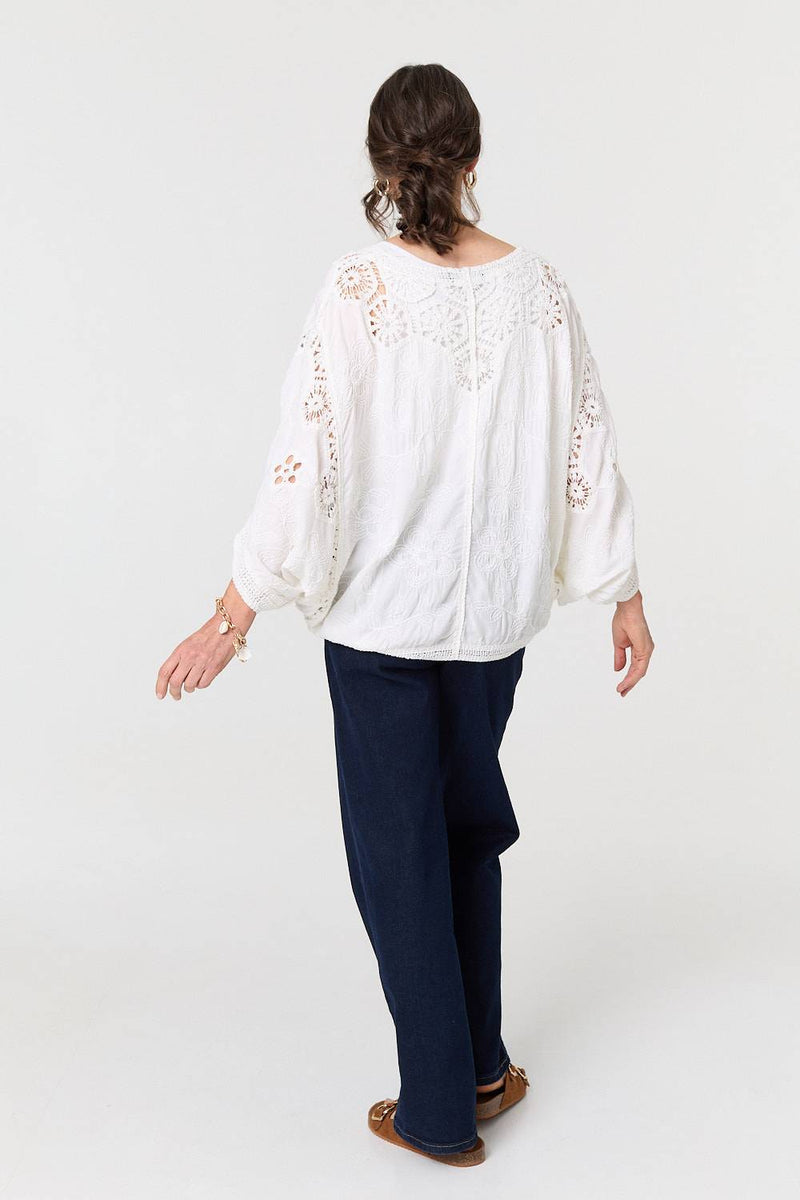 Crochet Texture 3/4 Sleeve Cardigan
