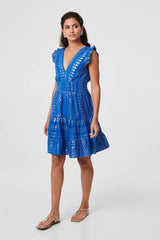 Metallic Cap Sleeve Short Skater Dress