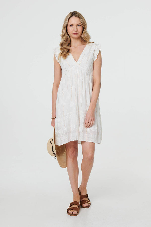 Metallic Striped Texture Short Dress
