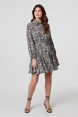 Animal Print Tie Waist Short Shirt Dress