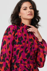 Animal Print Tie Waist Mini Skater Dress