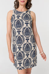 Baroque Print Sleeveless Mini Dress