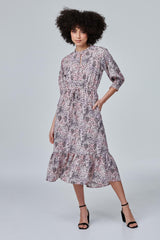 Animal Print Pephem Midi Dress