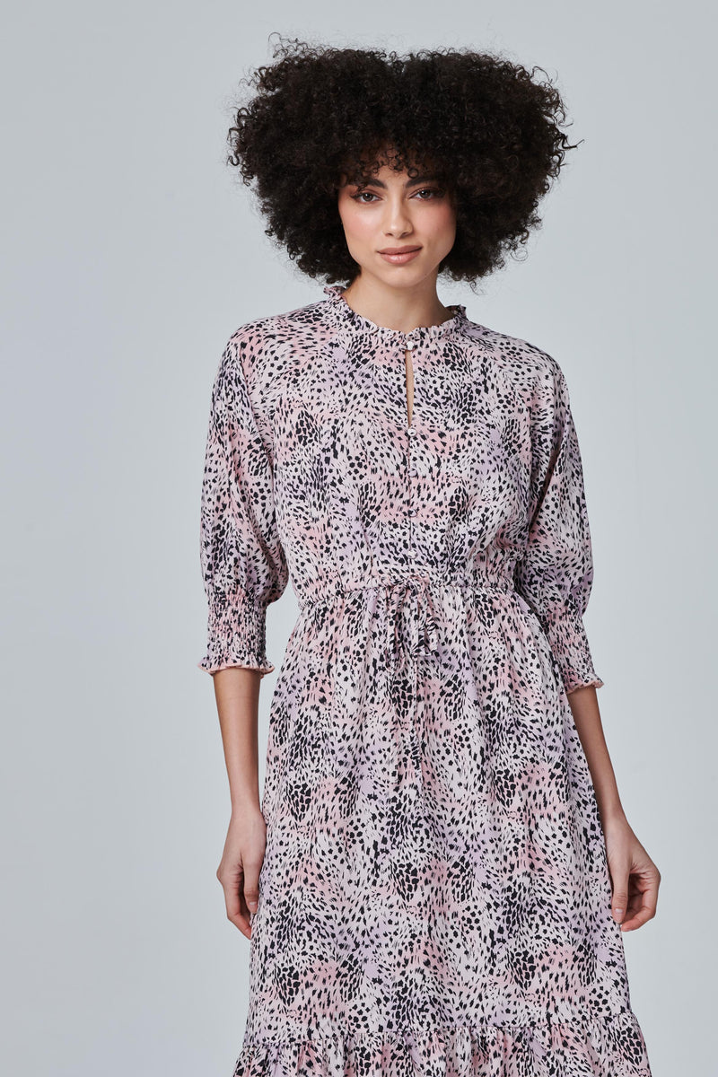 Animal Print Pephem Midi Dress