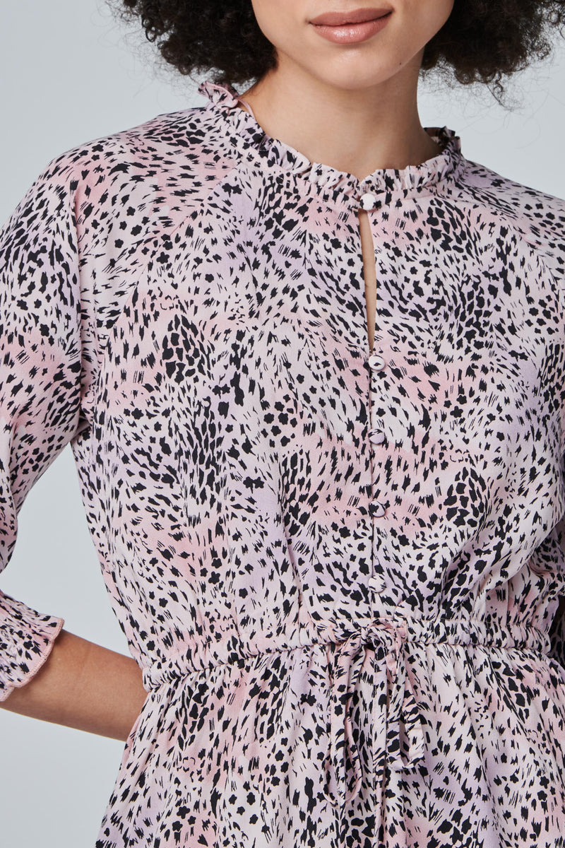 Animal Print Pephem Midi Dress