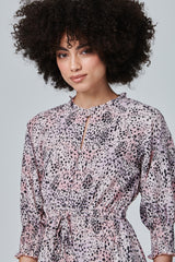 Animal Print Pephem Midi Dress