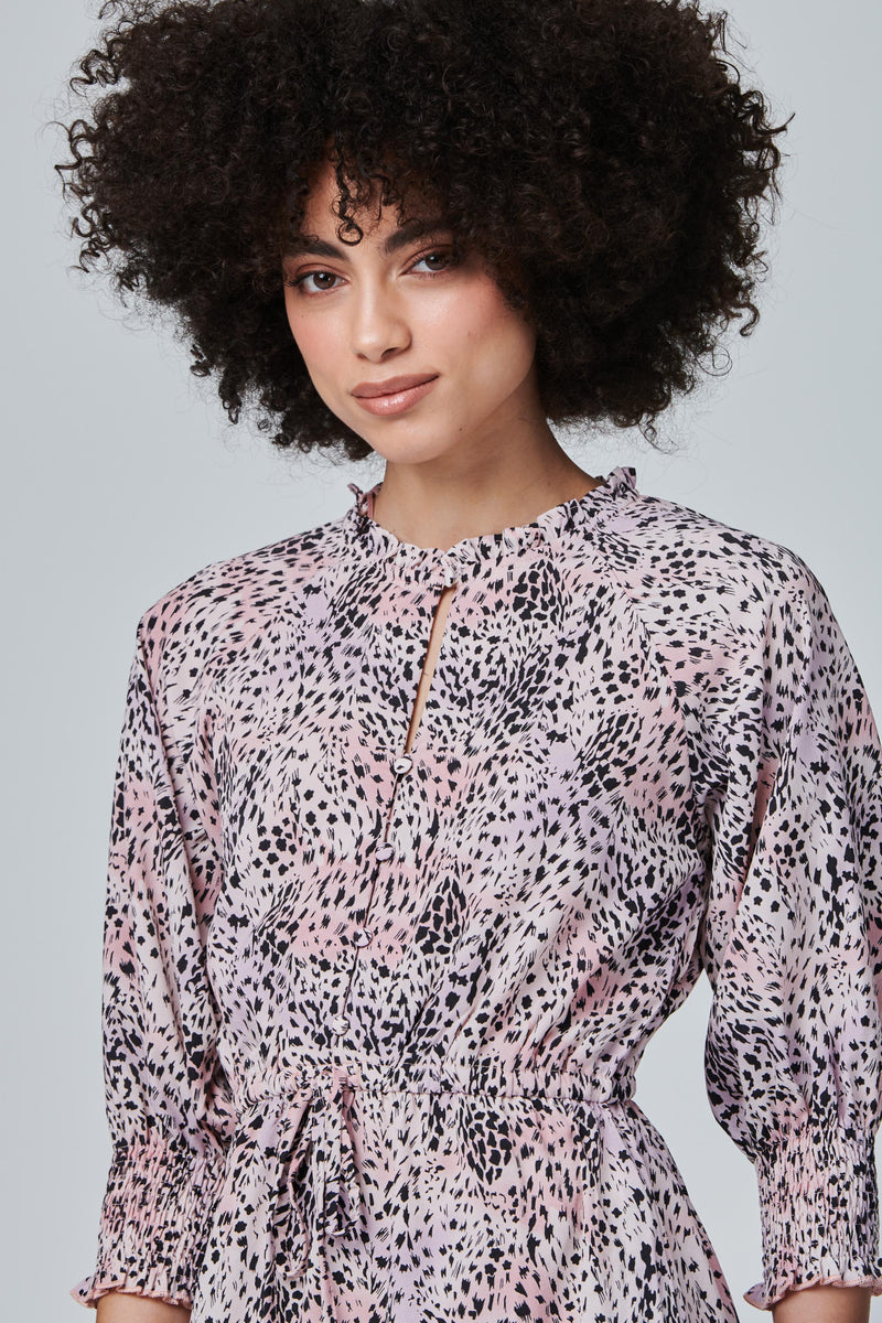 Animal Print Pephem Midi Dress