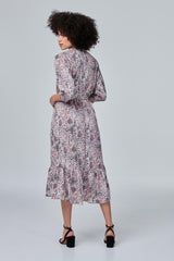 Animal Print Pephem Midi Dress