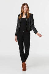 Zip Front Faux Leather Jacket