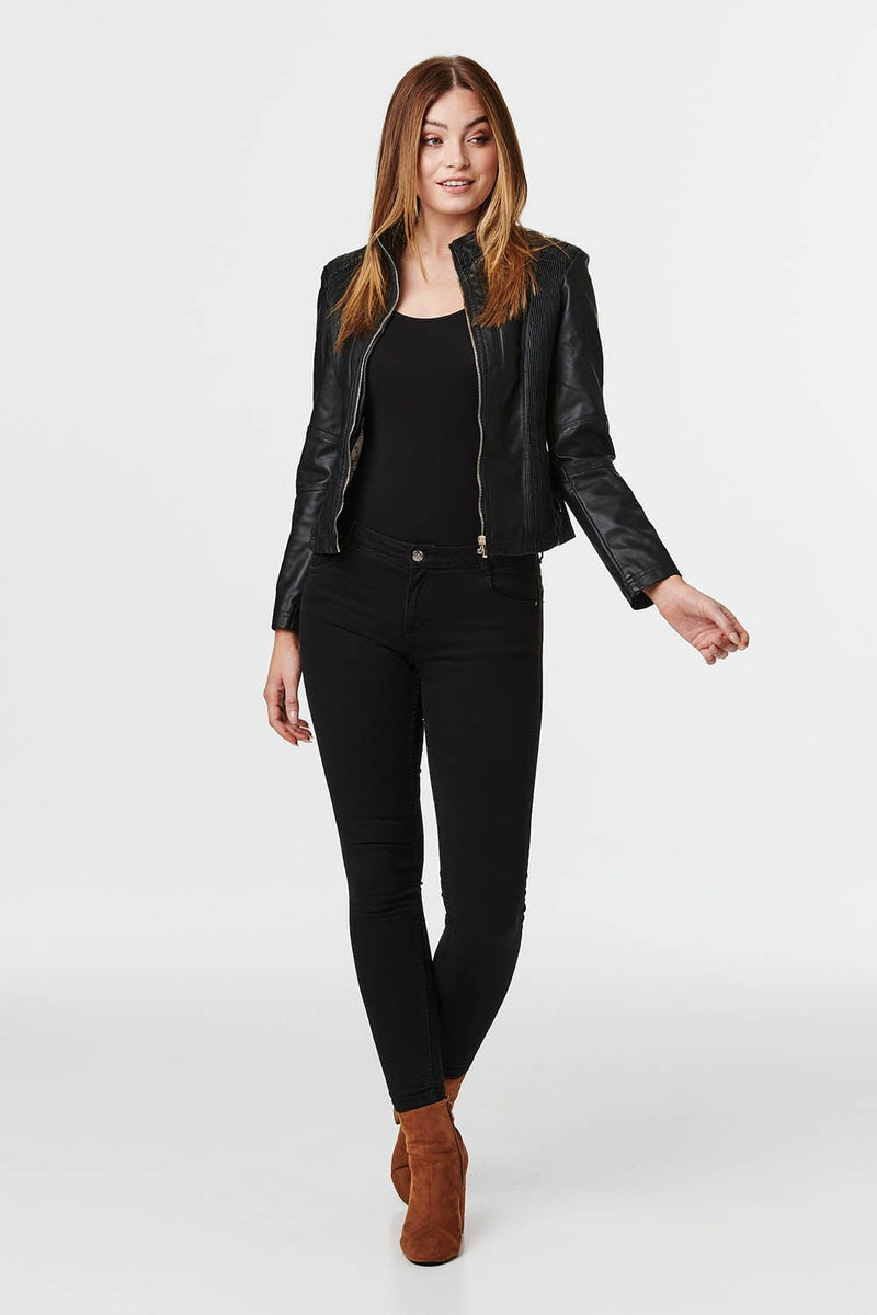Zip Front Faux Leather Jacket