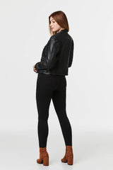 Zip Front Faux Leather Jacket