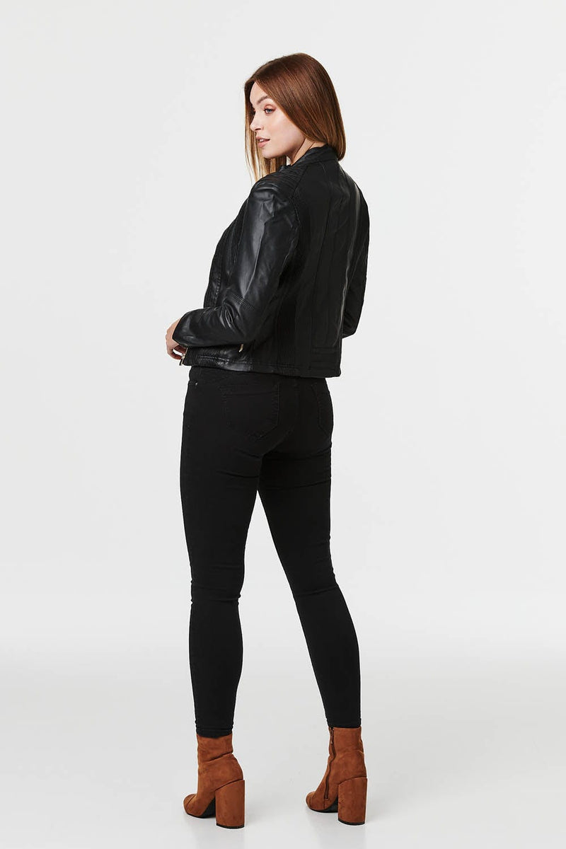 Zip Front Faux Leather Jacket