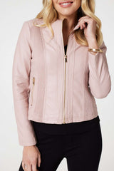 Zip Front Faux Leather Jacket