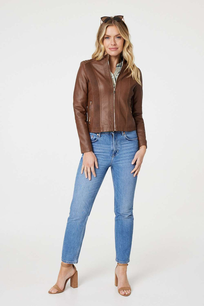 Zip Front Faux Leather Jacket