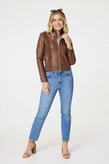 Zip Front Faux Leather Jacket