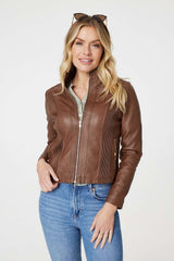 Zip Front Faux Leather Jacket