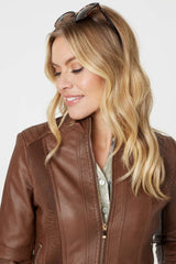 Zip Front Faux Leather Jacket