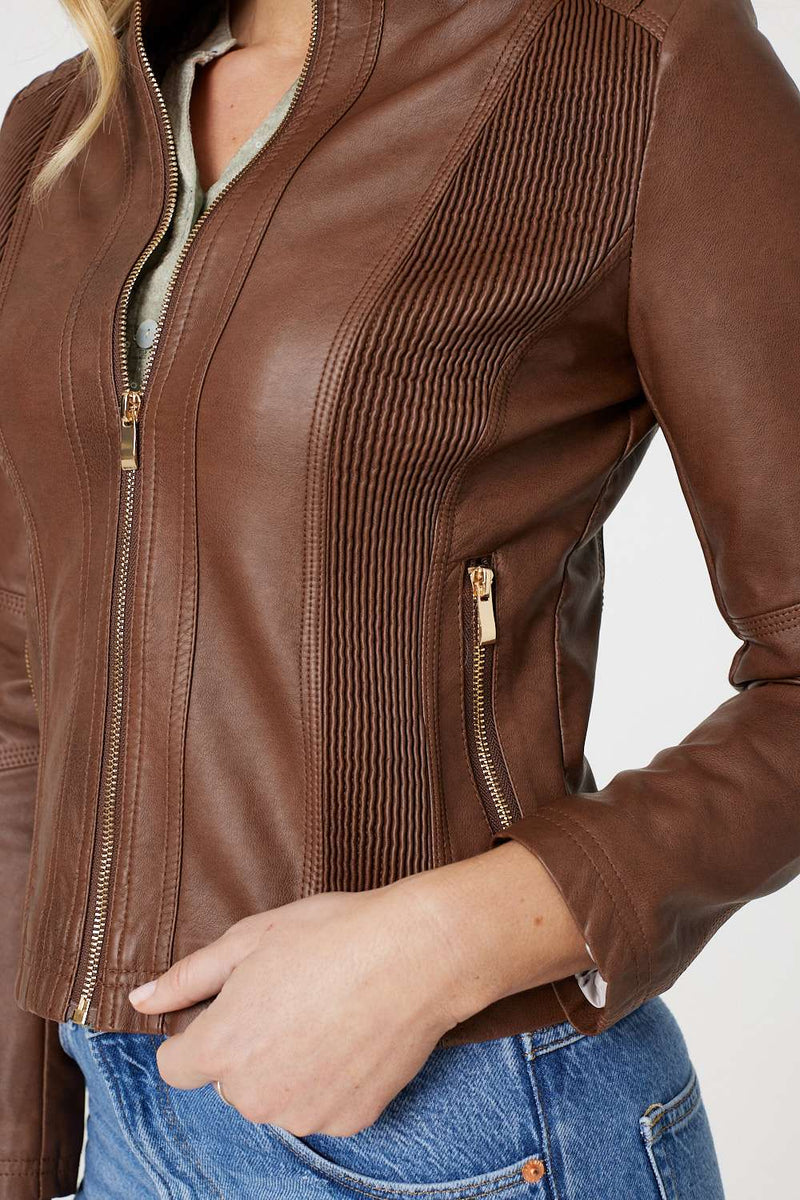 Zip Front Faux Leather Jacket