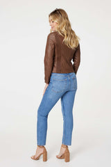 Zip Front Faux Leather Jacket