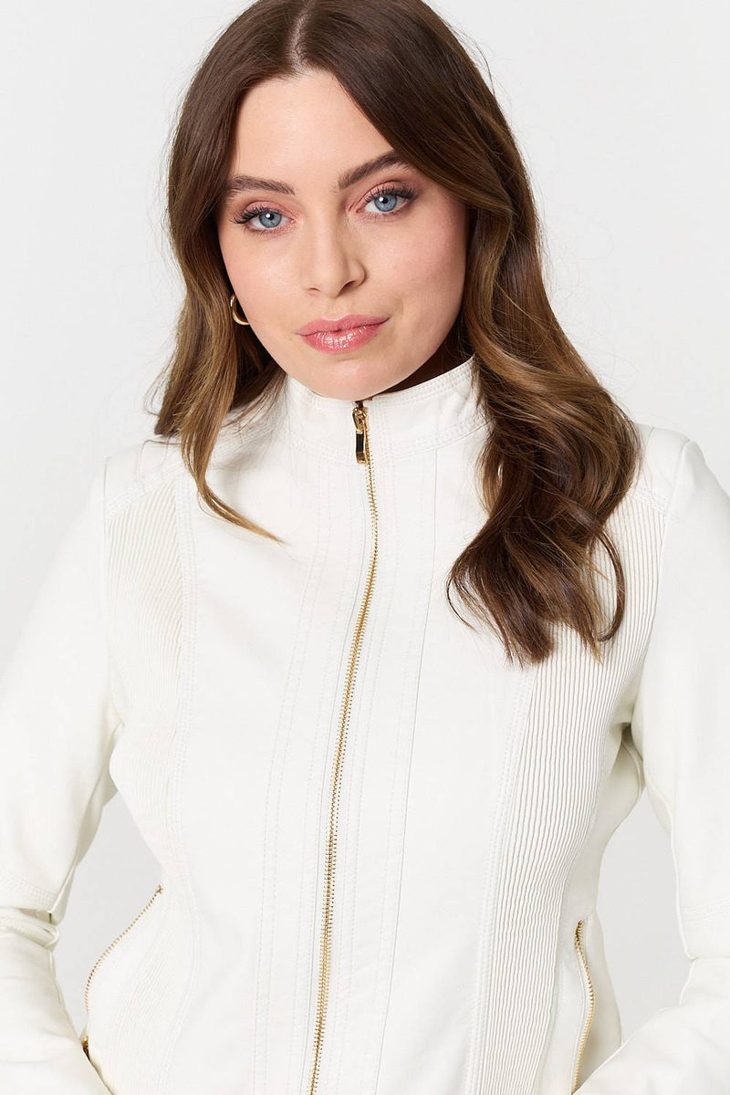Zip Front Faux Leather Jacket