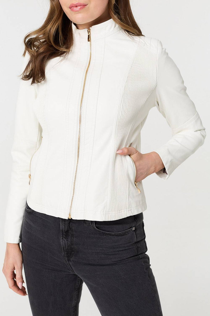 Zip Front Faux Leather Jacket