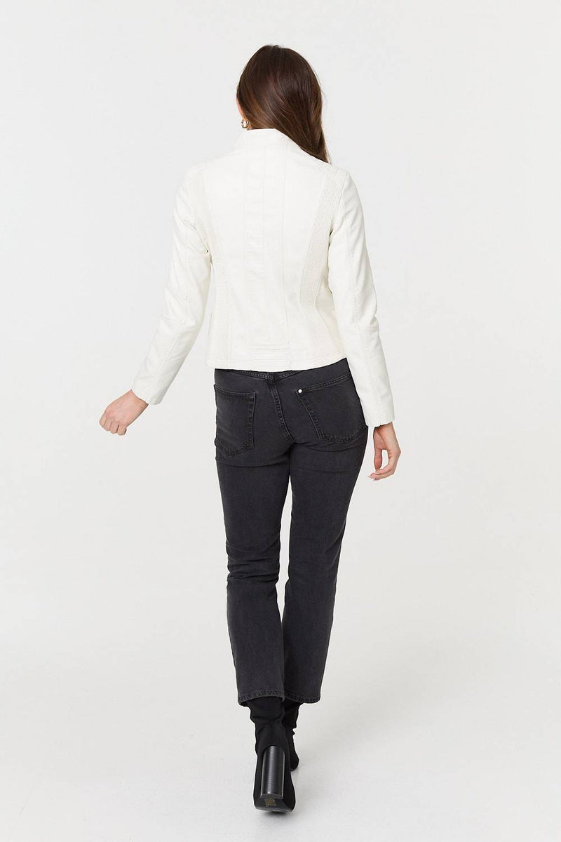 Zip Front Faux Leather Jacket
