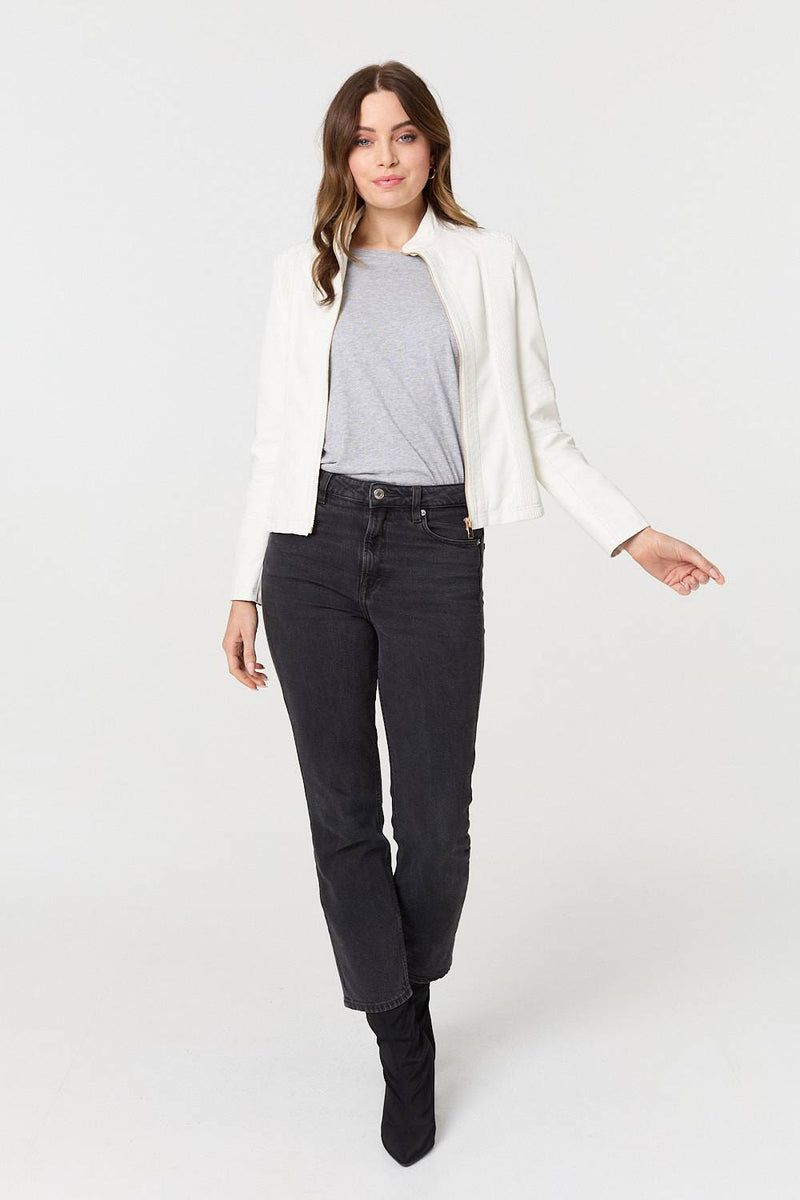 Zip Front Faux Leather Jacket