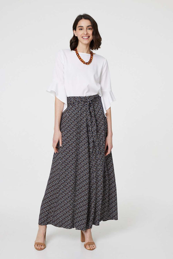 Geo Print High Waist Palazzo Trousers