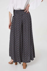 Geo Print High Waist Palazzo Trousers