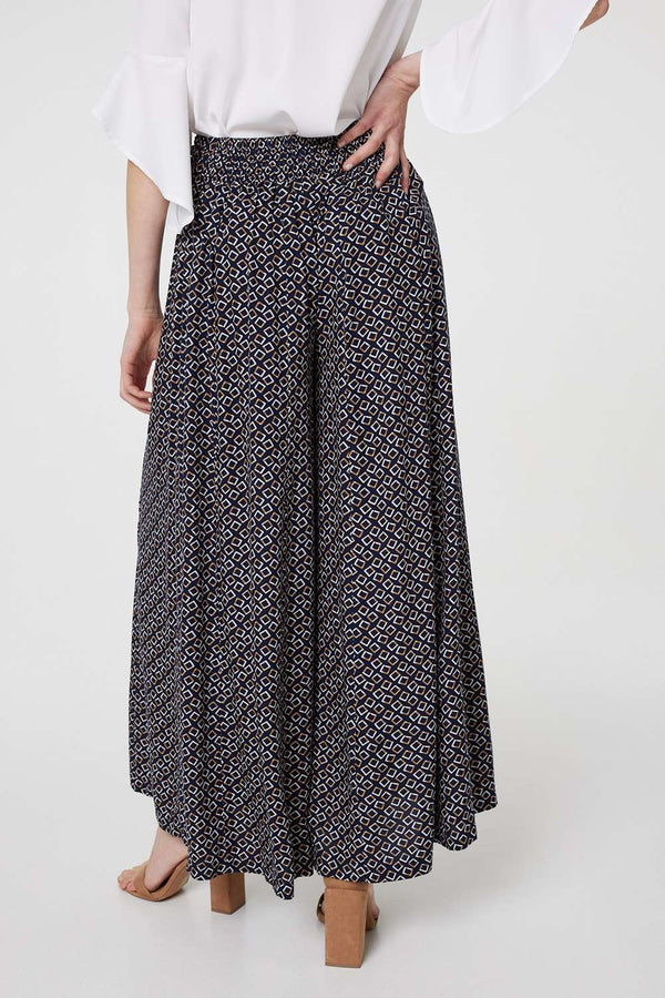 Geo Print High Waist Palazzo Trousers