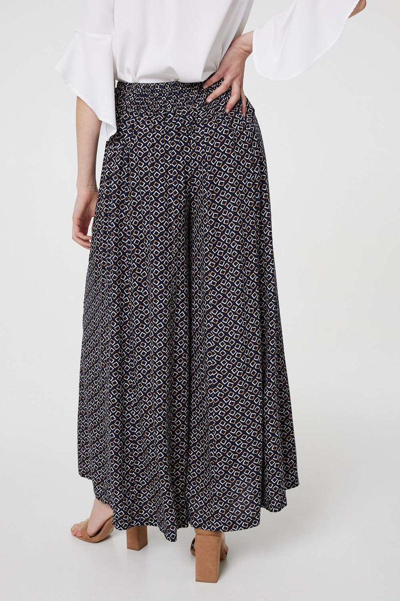 Geo Print High Waist Palazzo Trousers