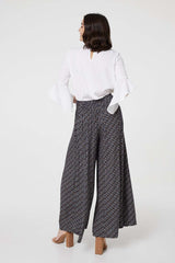 Geo Print High Waist Palazzo Trousers