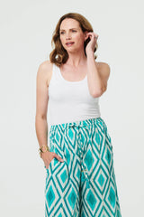 Geo Print Wide Leg High Waist Trousers