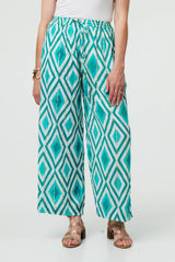Geo Print Wide Leg High Waist Trousers