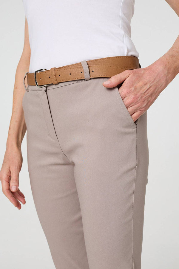 Belt Detail Slim Fit Cropped Trousers