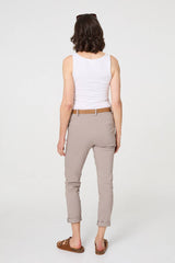 Belt Detail Slim Fit Cropped Trousers