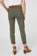 Belt Detail Slim Fit Cropped Trousers