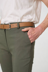 Belt Detail Slim Fit Cropped Trousers