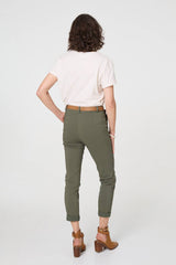 Belt Detail Slim Fit Cropped Trousers
