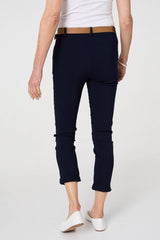 Belt Detail Slim Fit Cropped Trousers