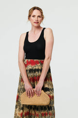 Tie Dye Shirred High Waist Wide Trousers