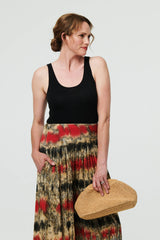 Tie Dye Shirred High Waist Wide Trousers
