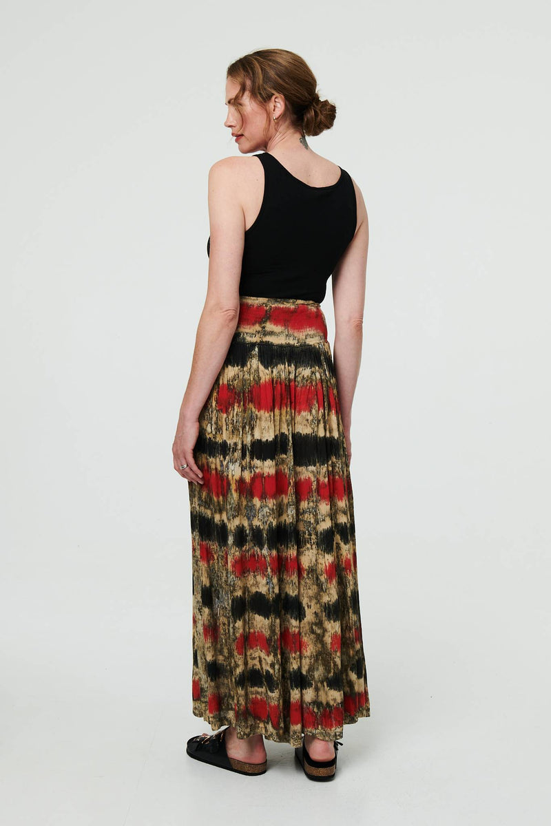 Tie Dye Shirred High Waist Wide Trousers