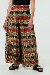 Tie Dye Shirred High Waist Wide Trousers