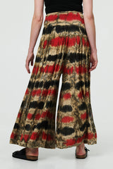 Tie Dye Shirred High Waist Wide Trousers