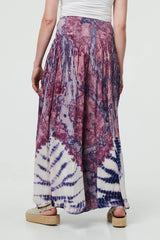 Tie Dye High Waist Shirred Wide Trousers