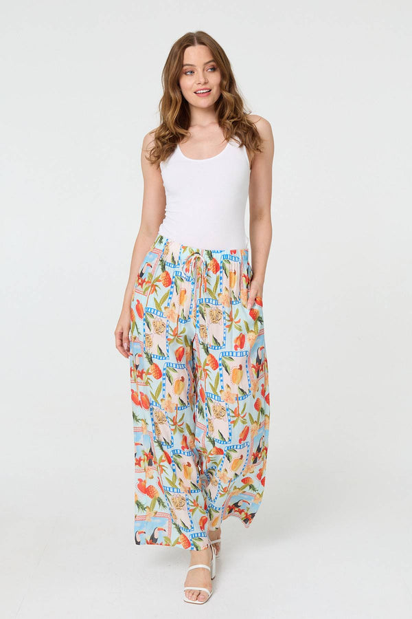 Patchwork Relaxed Wide Leg Trousers